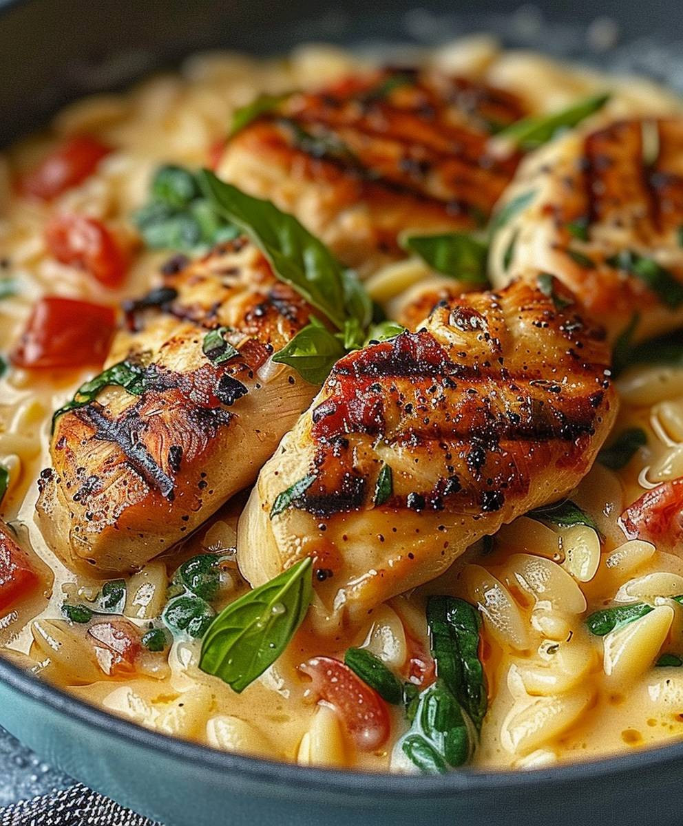 Creamy Chicken Orzo Skillet