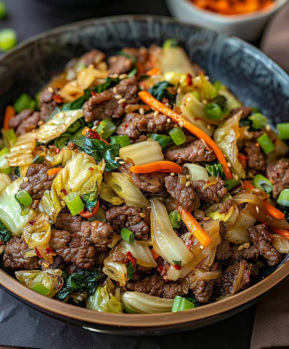 Ground Beef Cabbage Stir Fry