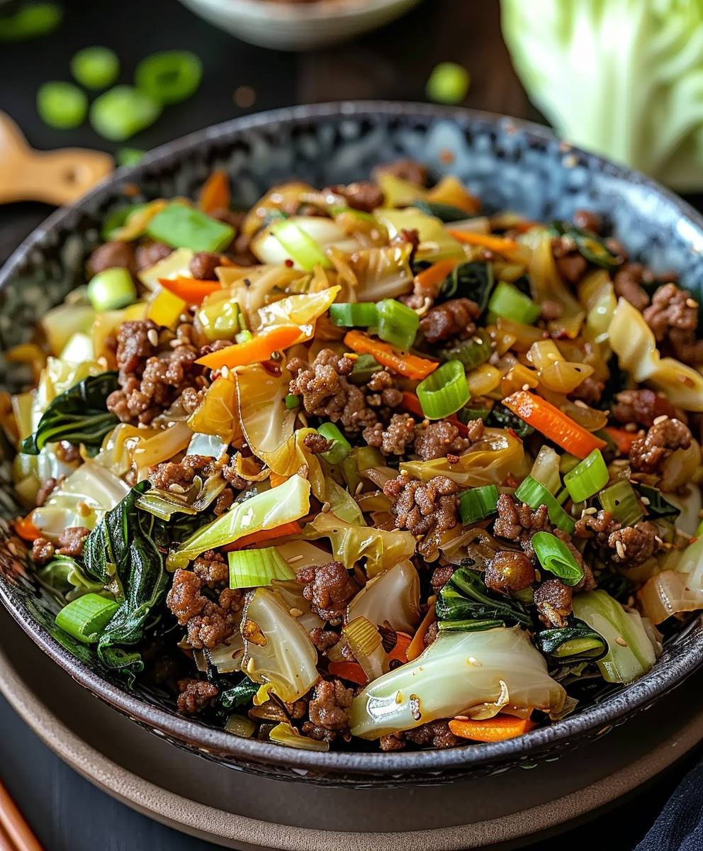 Ground Beef Cabbage Stir Fry