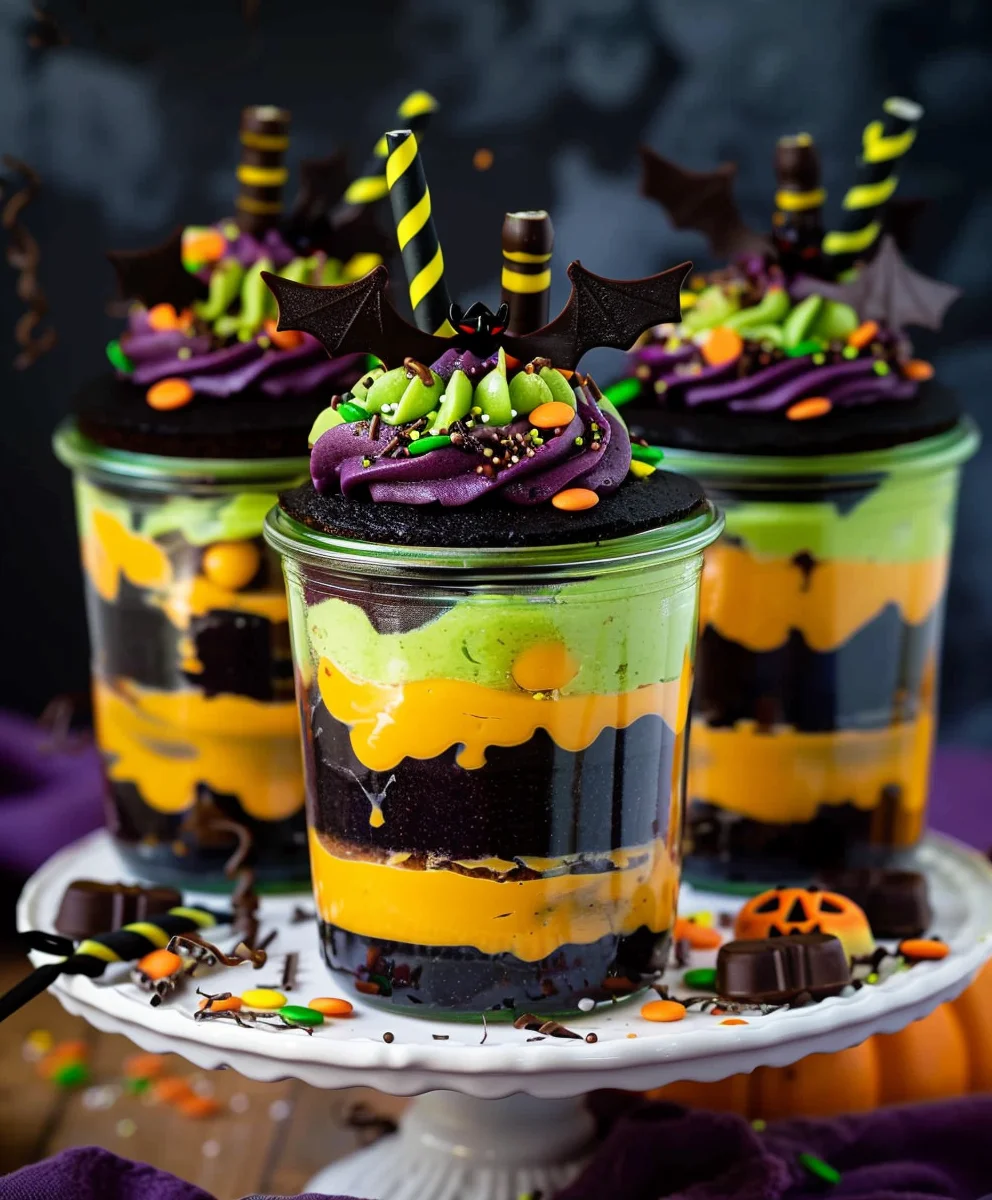 Witches Brew Halloween Cake Jars