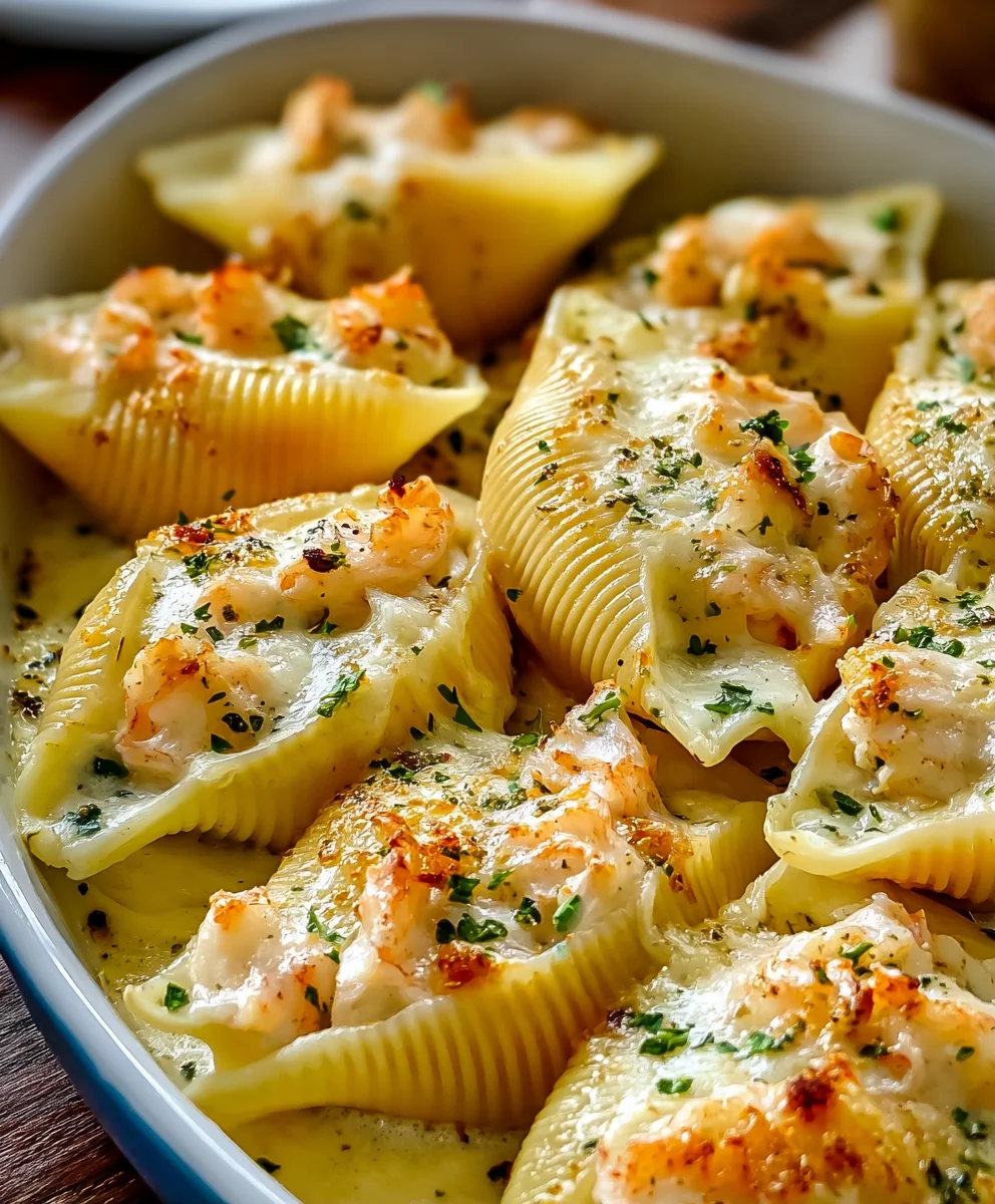 Indulge in Creamy Seafood Stuffed Shells - A Dinner Delight!