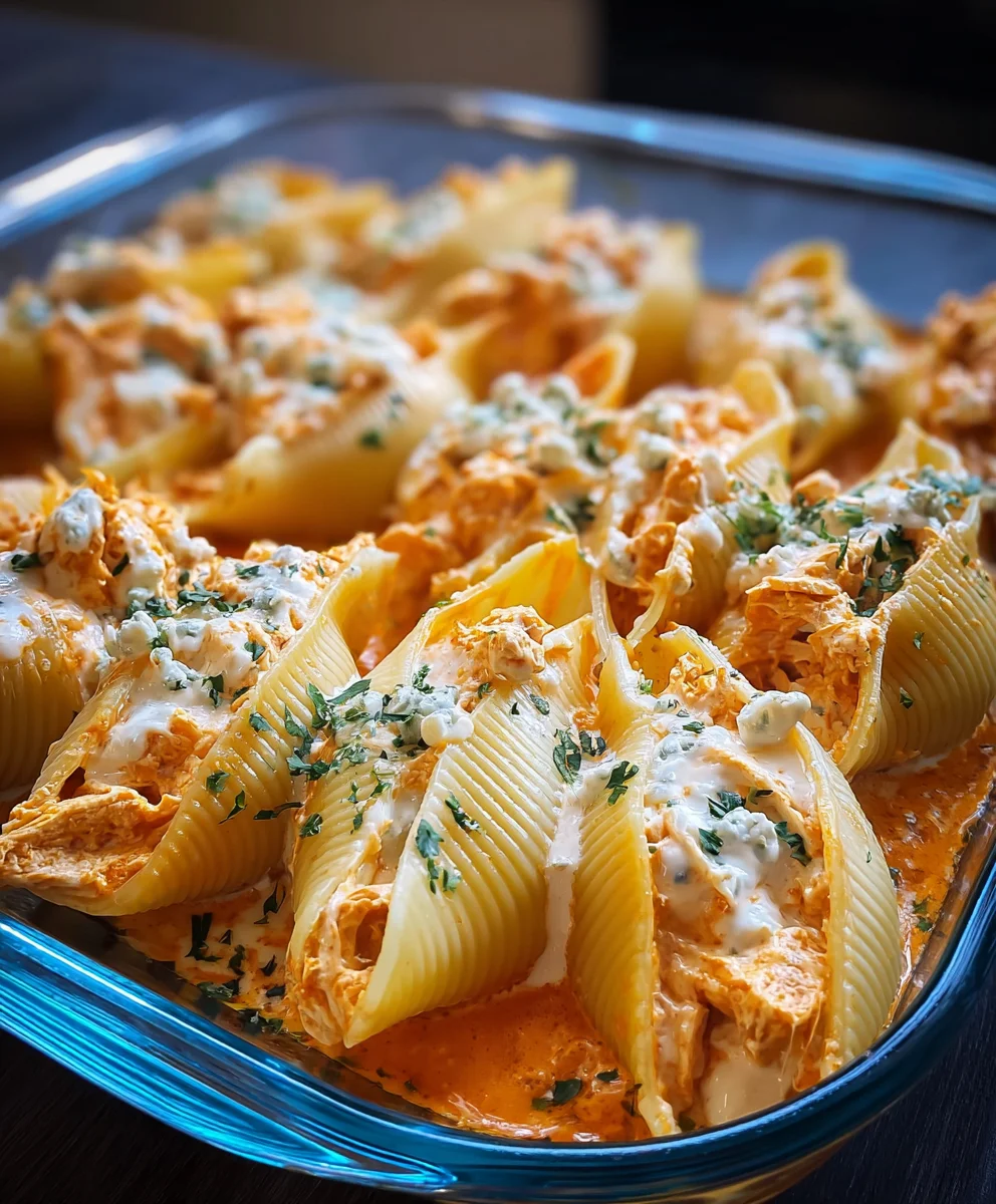 Ultimate Creamy Buffalo Chicken Stuffed Shells Dinner