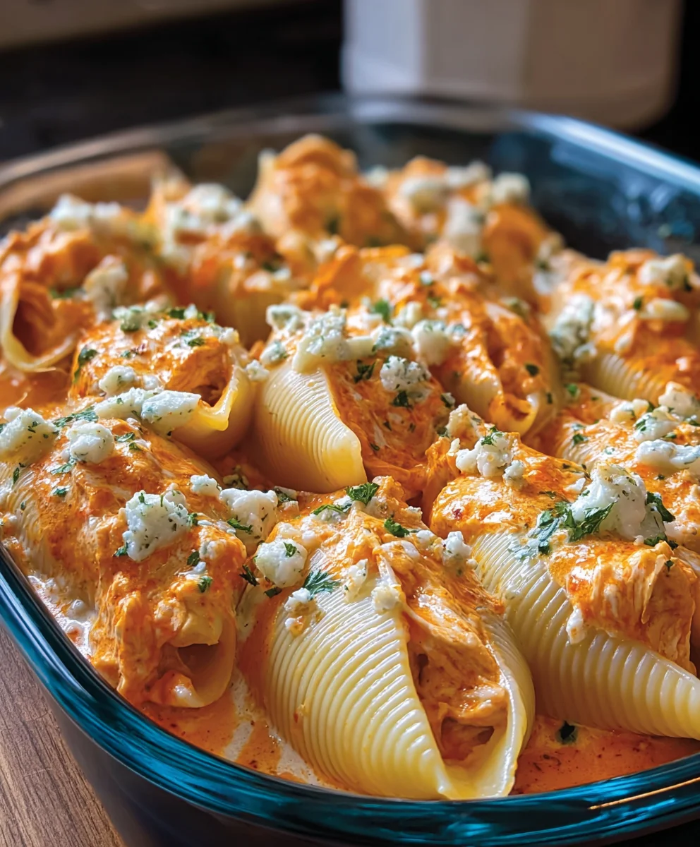 Ultimate Creamy Buffalo Chicken Stuffed Shells Dinner