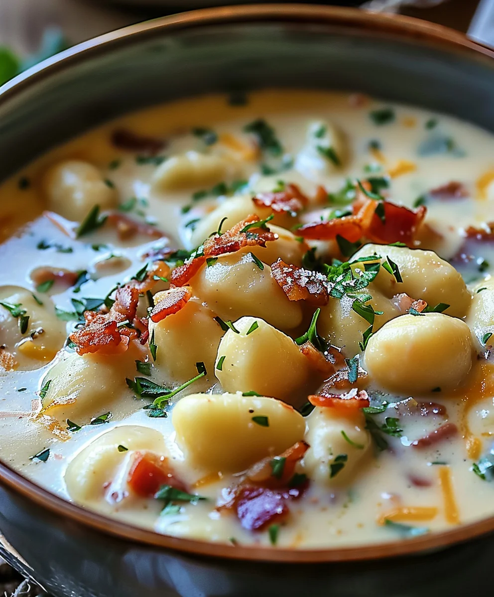 Creamy Beef Bacon Cheddar Gnocchi Soup - Comfort Meal