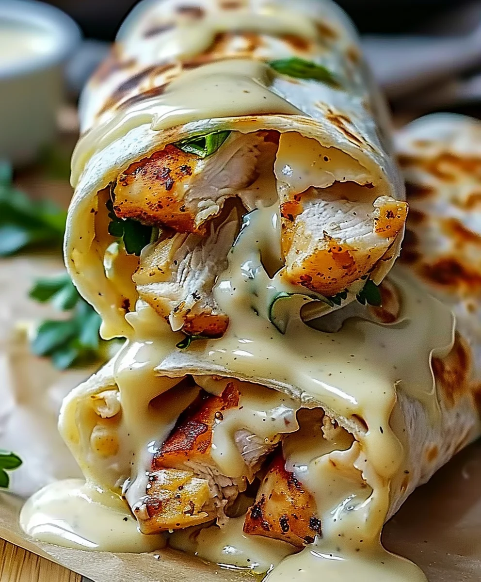 Cheesy Garlic Chicken Wraps Recipe: Quick & Delicious!