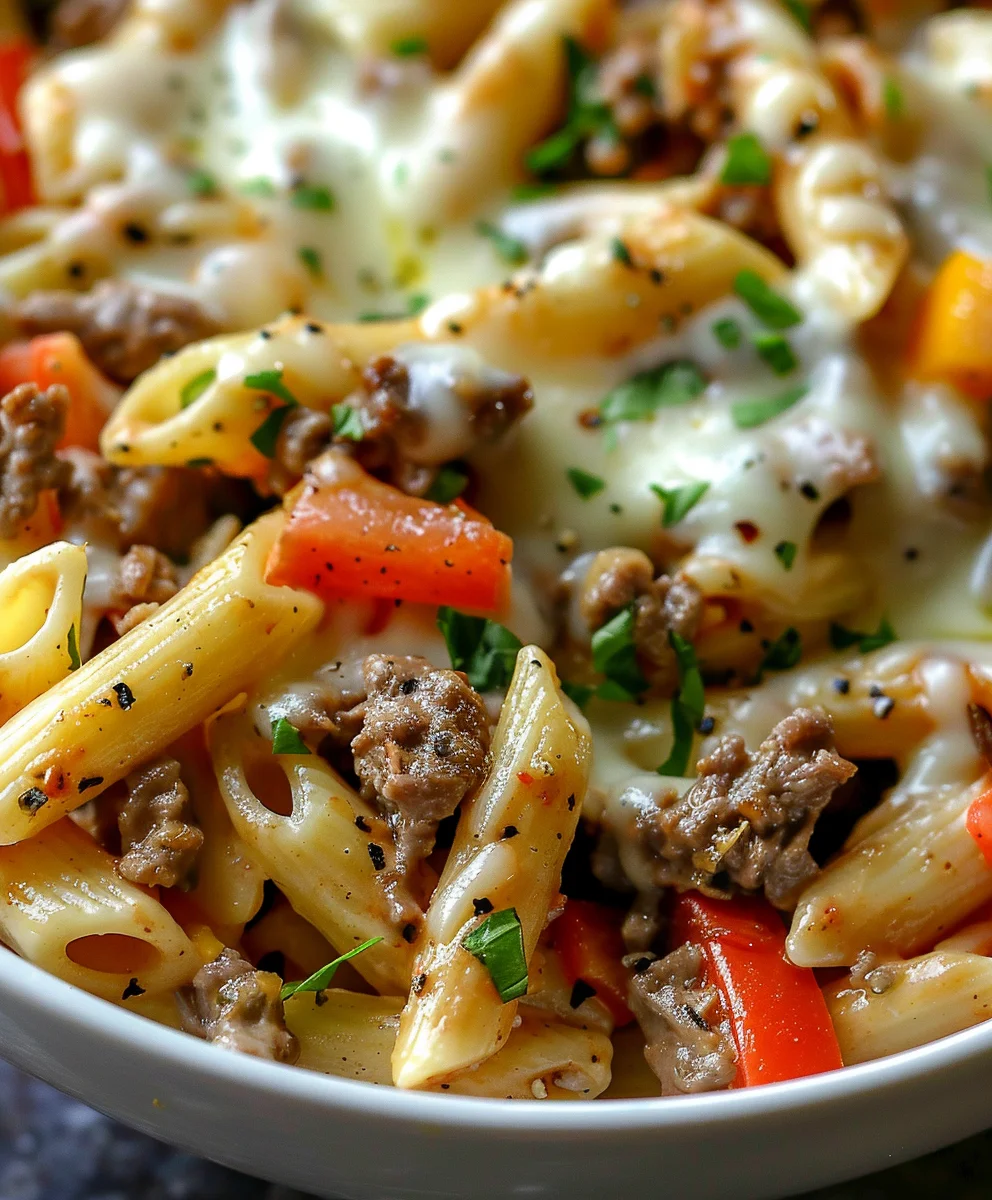 Creamy Philly Cheesesteak Pasta – Quick & Savory Beef Dinner
