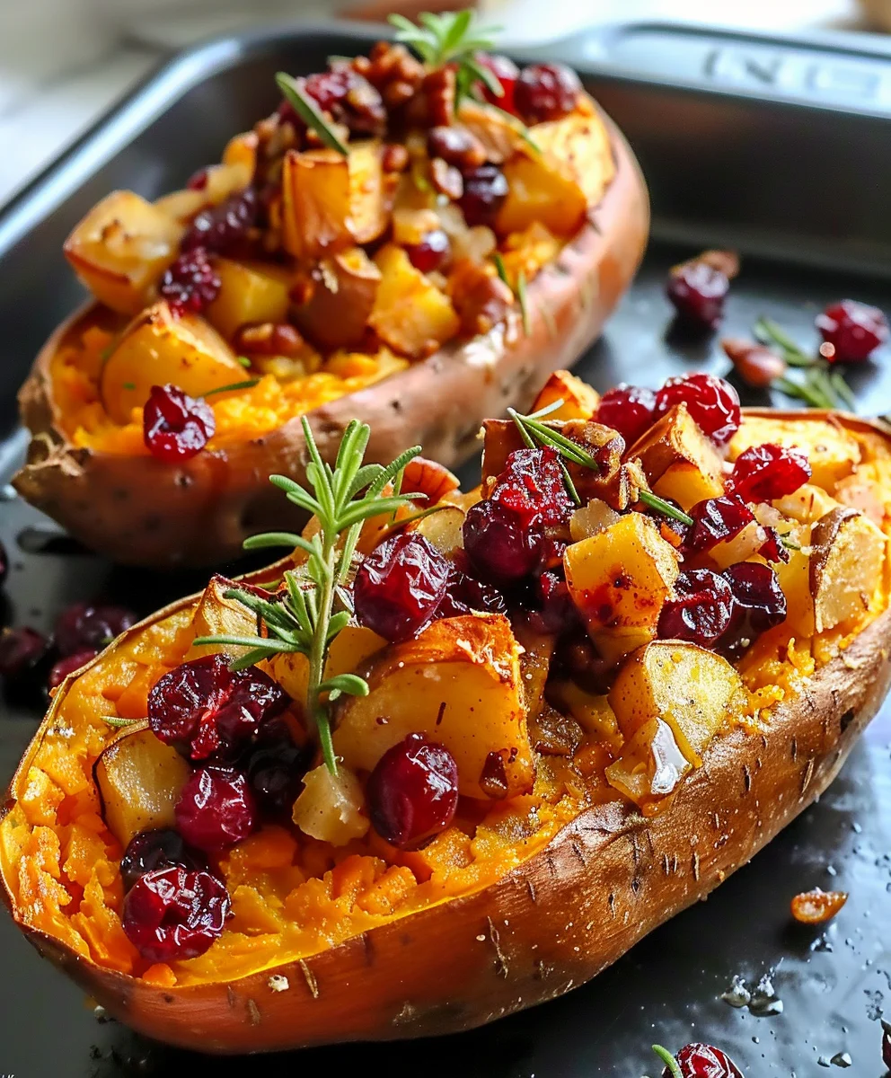 Sweet & Tangy Cranberry Apple Twice-Baked Sweet Potatoes