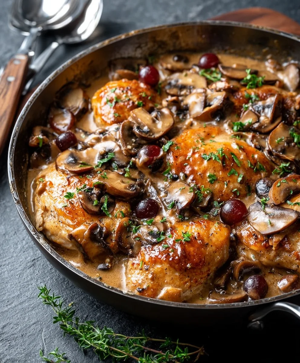 Skillet Chicken And Mushroom Wine Sauce
