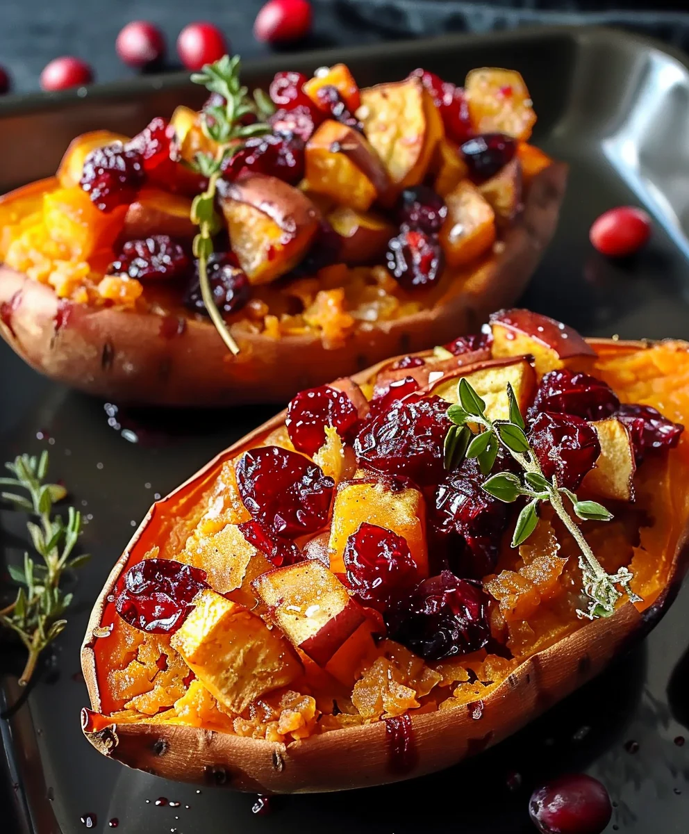 Sweet & Tangy Cranberry Apple Twice-Baked Sweet Potatoes