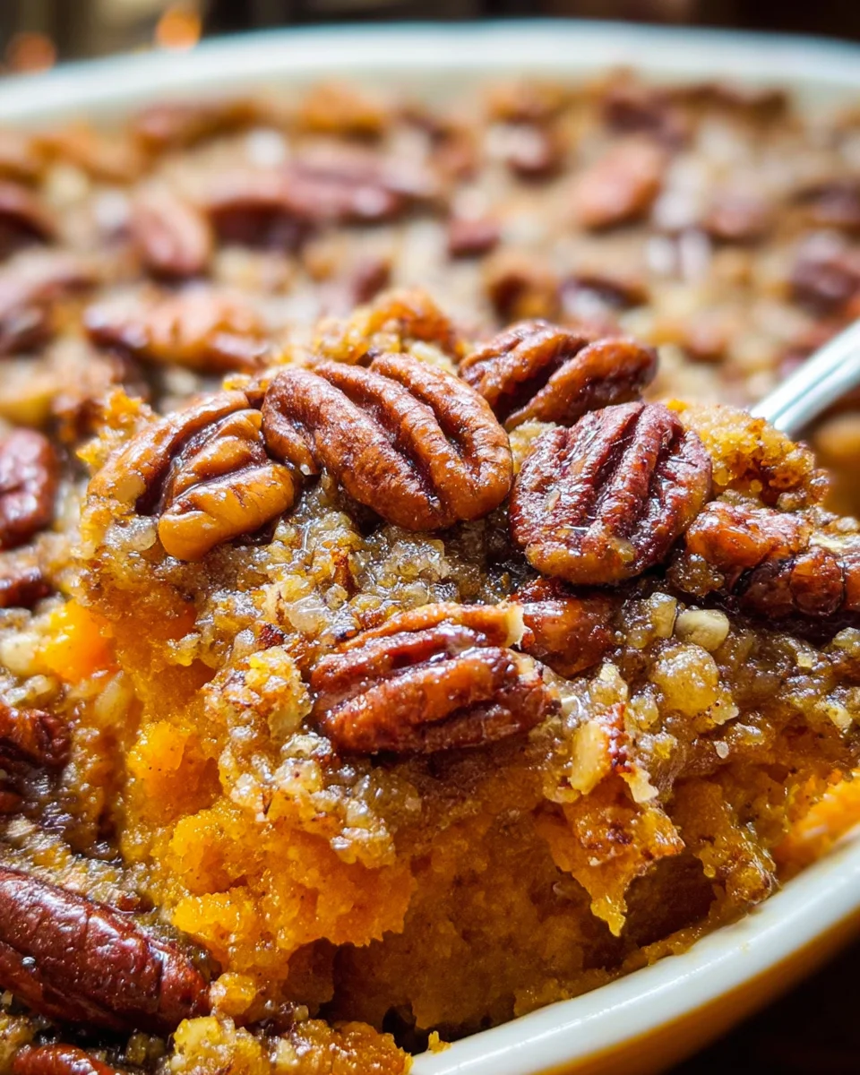 Sweet Potato Casserole with Butter Pecan Crumble Topping