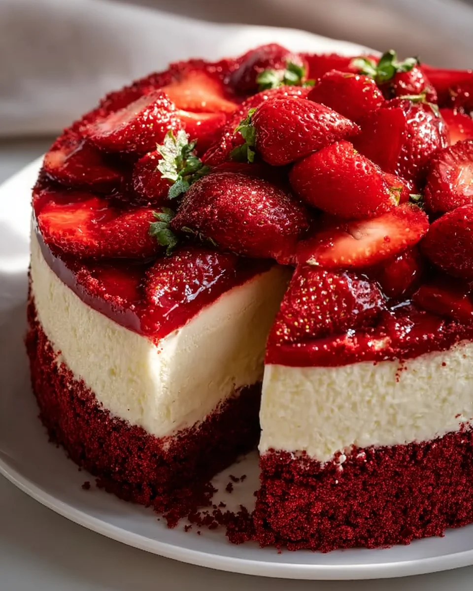 Easy Red Velvet Strawberry Cheesecake: A Berry Sweet Treat!
