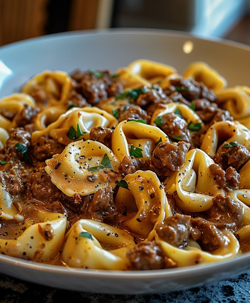 Savory Cheesesteak Tortellini with Rich Provolone Sauce