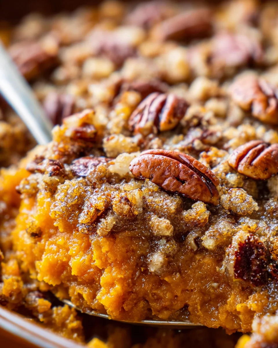 Sweet Potato Casserole with Butter Pecan Crumble Topping