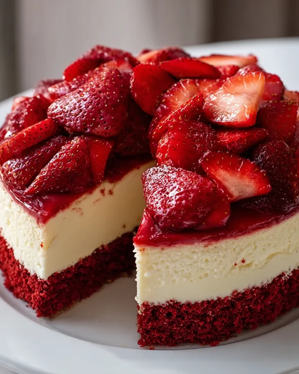 Easy Red Velvet Strawberry Cheesecake: A Berry Sweet Treat!