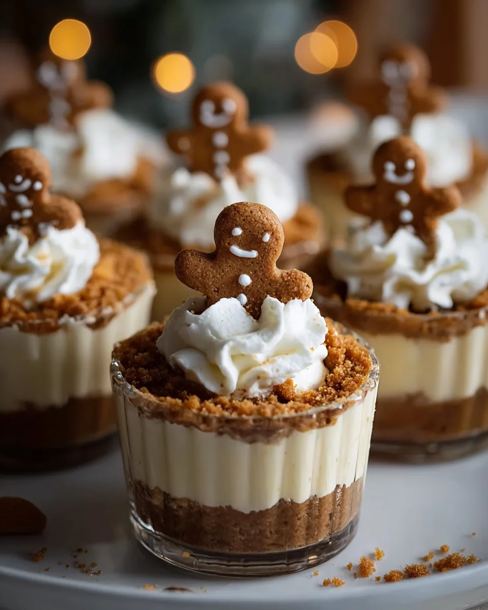Winter Holiday No Bake Gingerbread Cheesecake Cups