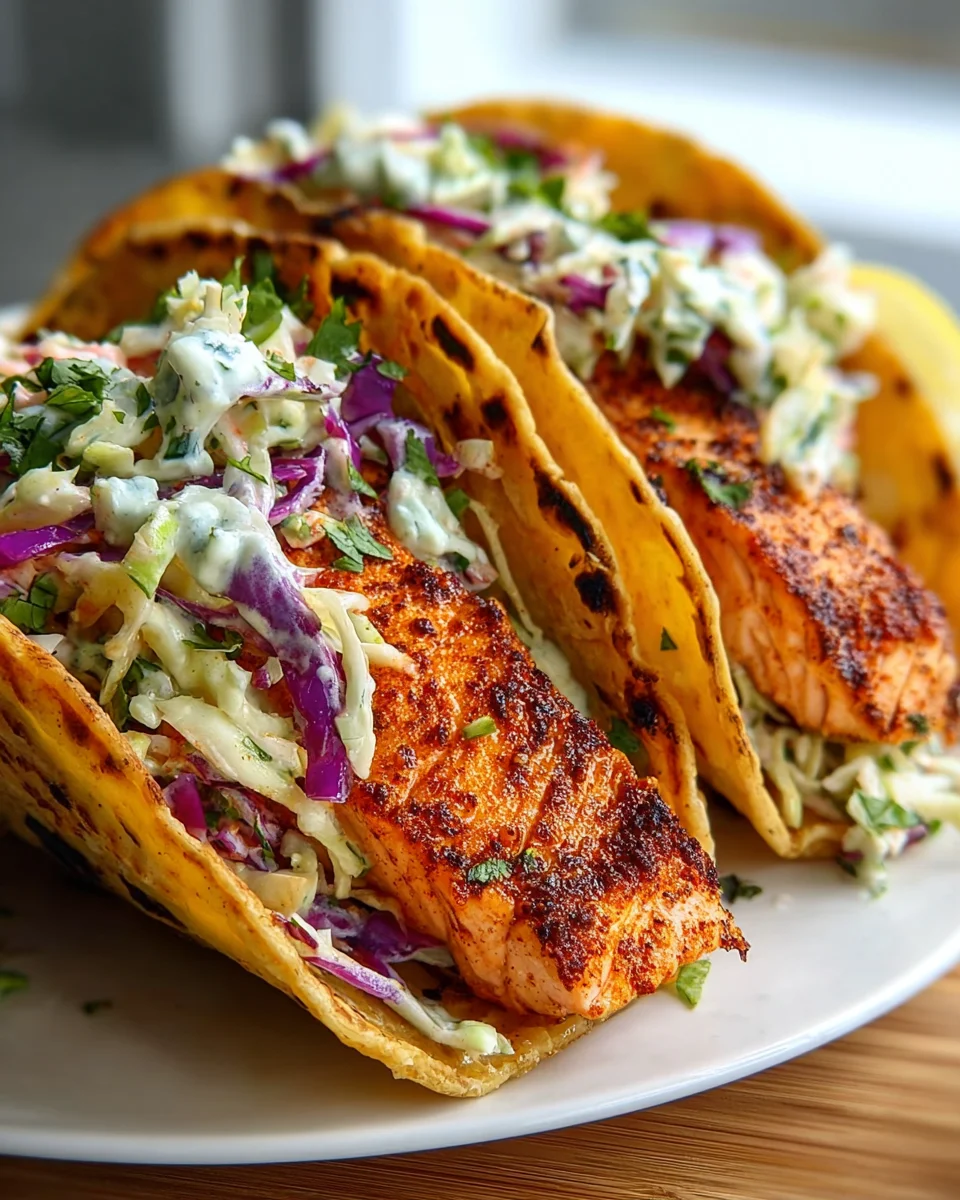 Easy Air Fryer Salmon Tacos with Zesty Slaw Recipe