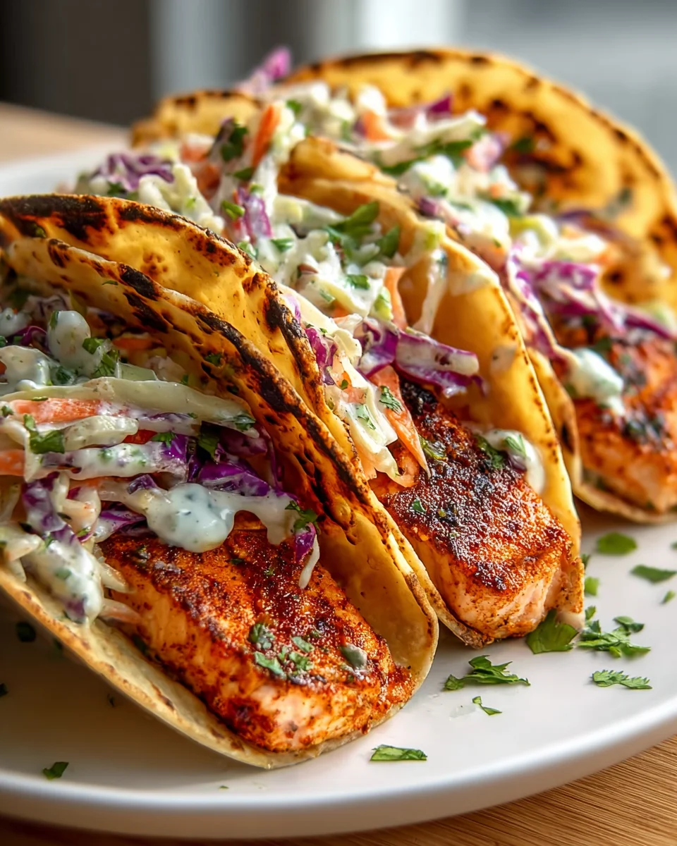 Easy Air Fryer Salmon Tacos with Zesty Slaw Recipe