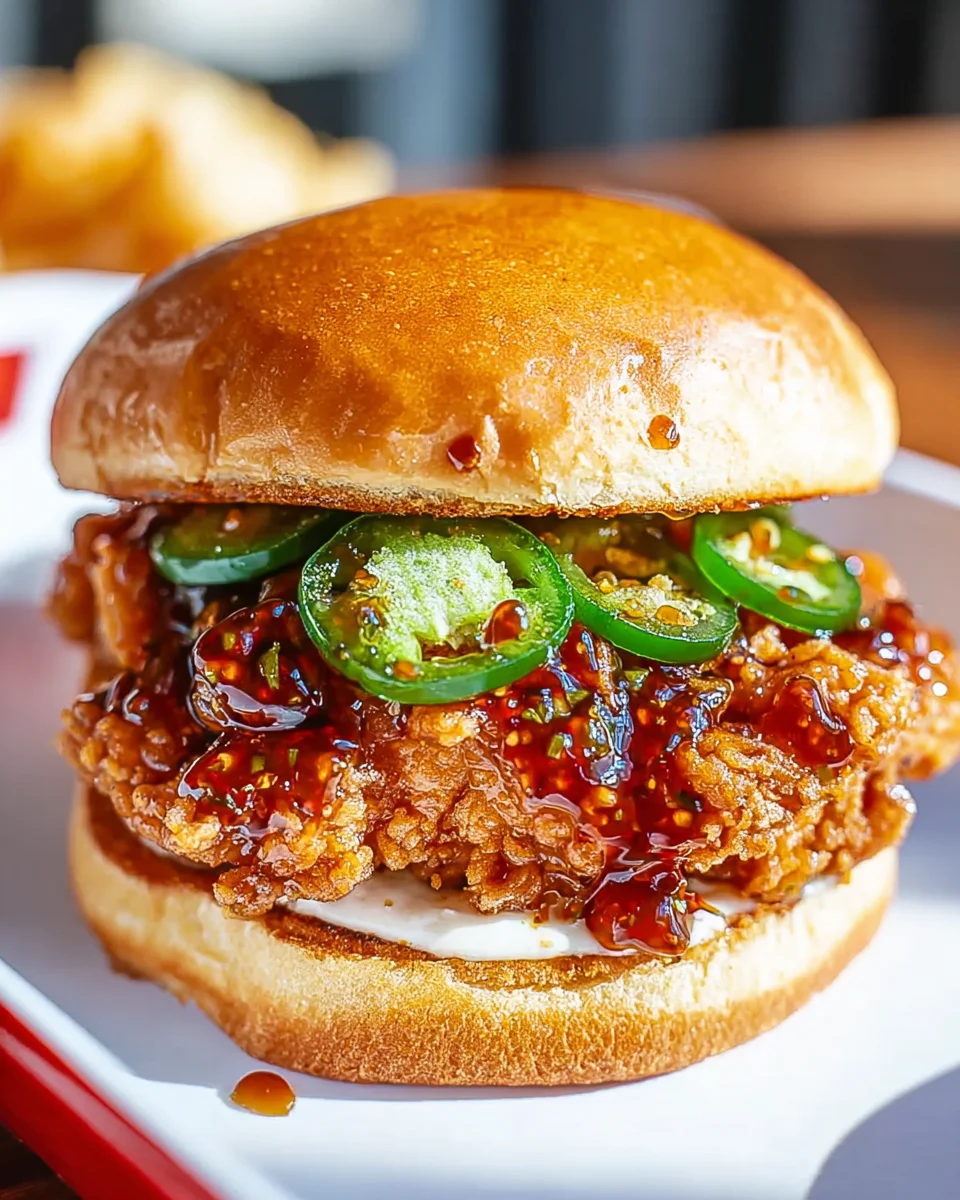 Sweet & Spicy Jalapeno Honey Crispy Fried Chicken Sandwich