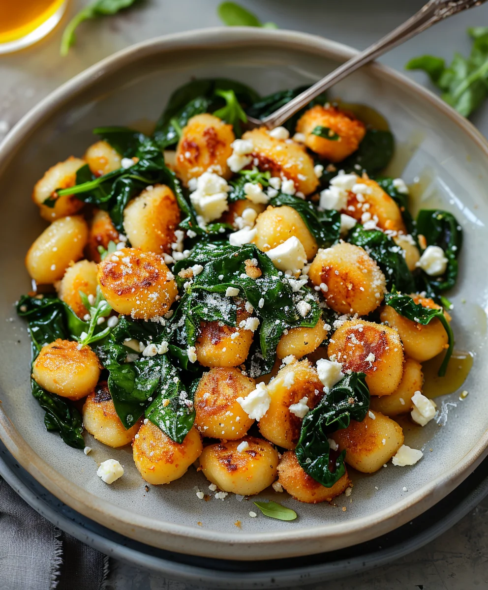 Crispy Gnocchi with Spinach & Feta: Easy Delicious Dinner
