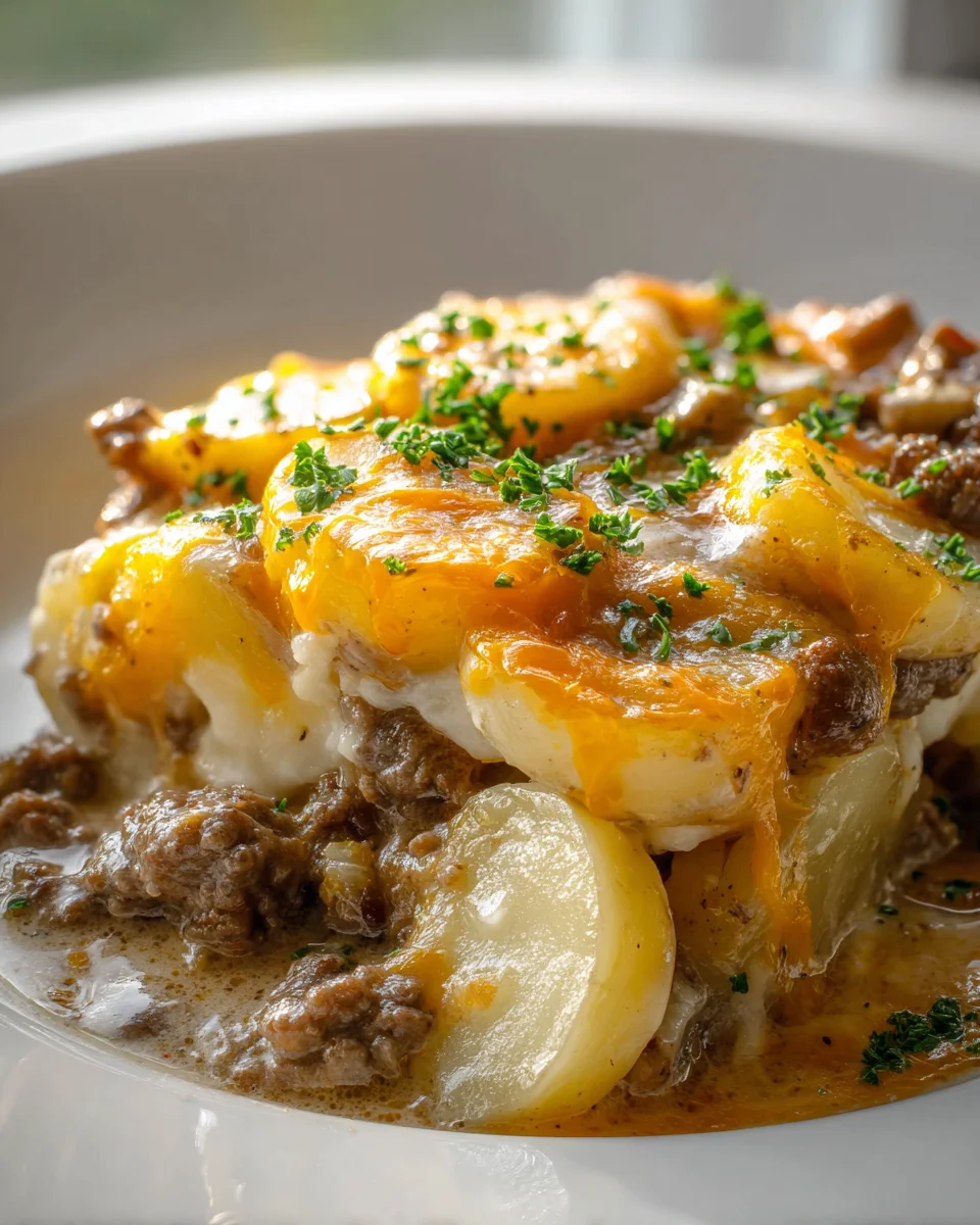 Hearty Crockpot Beef Hamburger Potato Casserole Recipe
