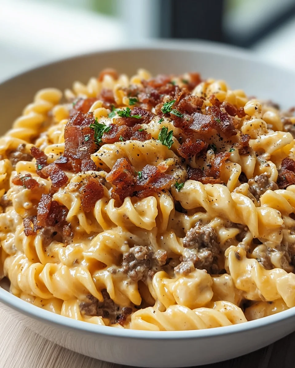 Craveable Loaded Beef Bacon Cheeseburger Pasta Recipe