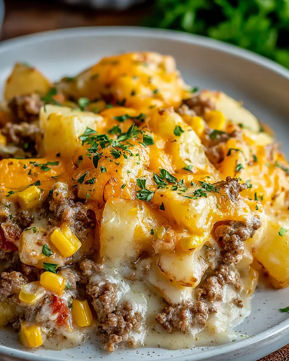 Slow Cooker Cowboy Potato Casserole: Hearty Beef & Cheese