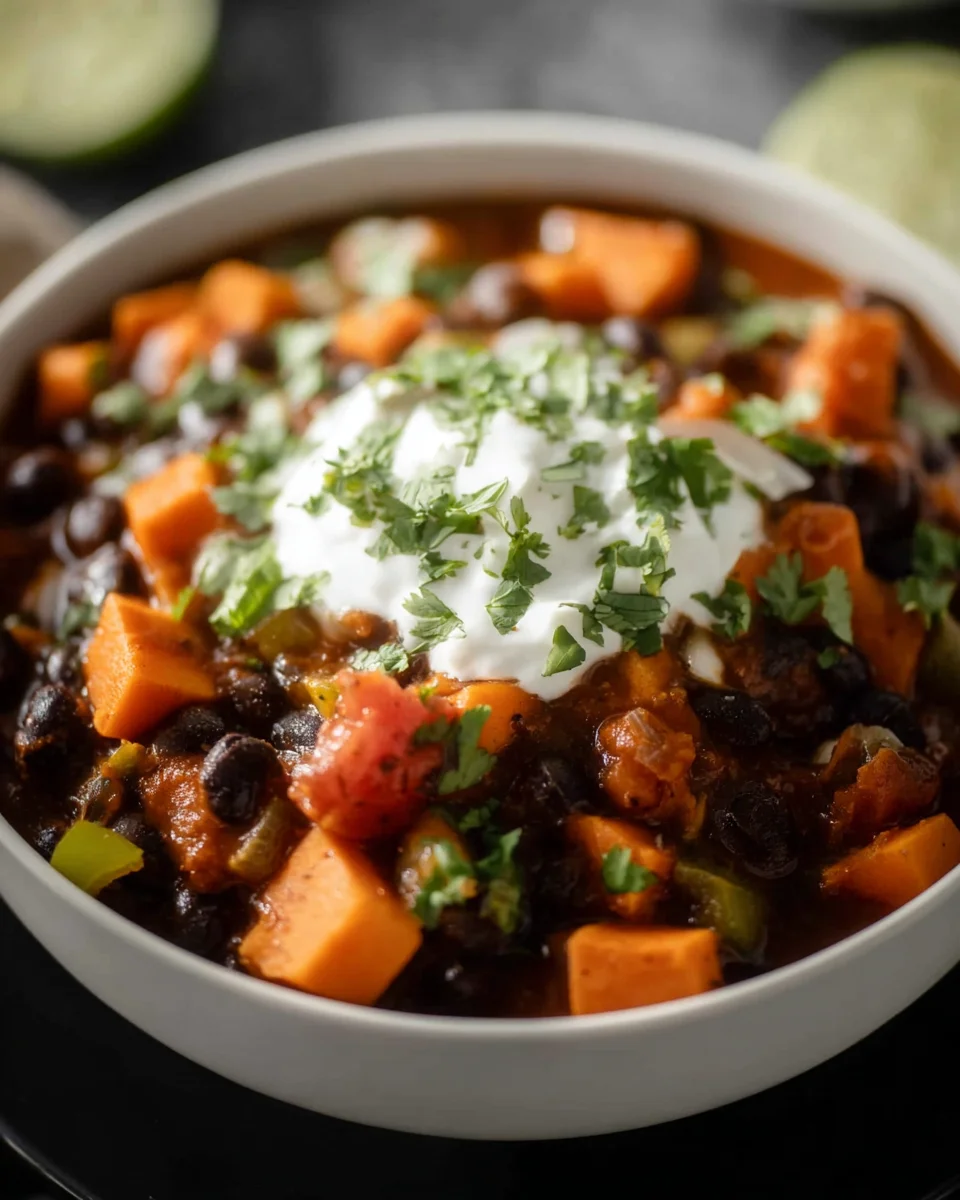 Easy Crock Pot Sweet Potato Black Bean Chili Recipe