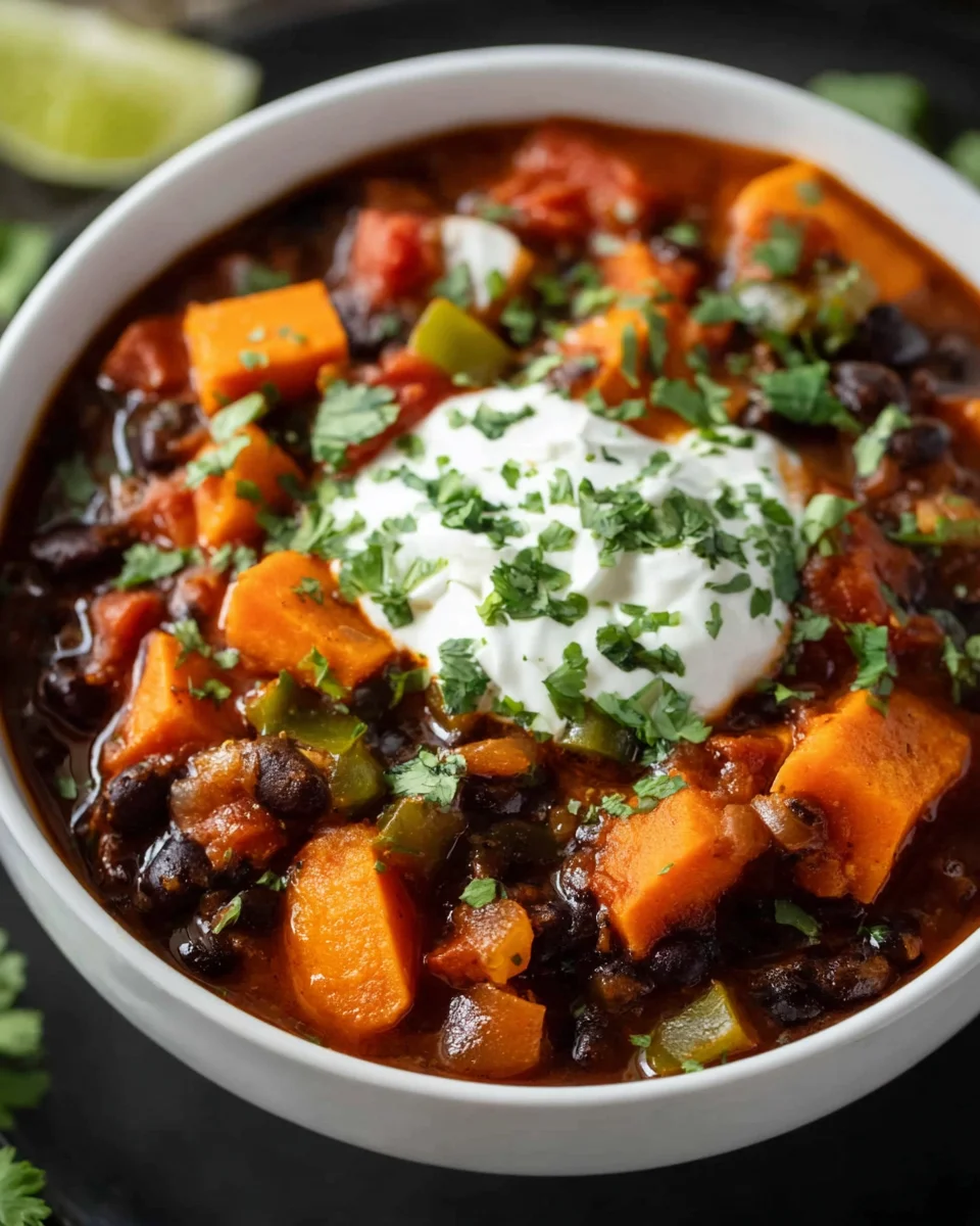 Easy Crock Pot Sweet Potato Black Bean Chili Recipe