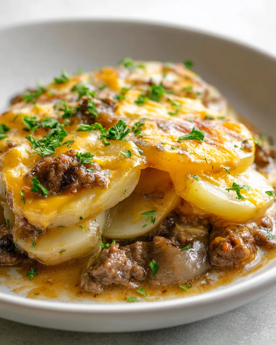 Hearty Crockpot Beef Hamburger Potato Casserole Recipe