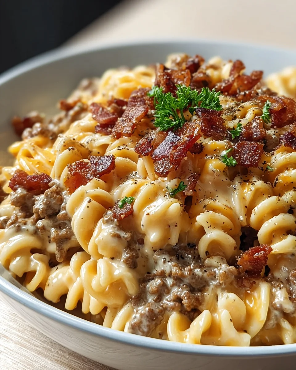 Craveable Loaded Beef Bacon Cheeseburger Pasta Recipe