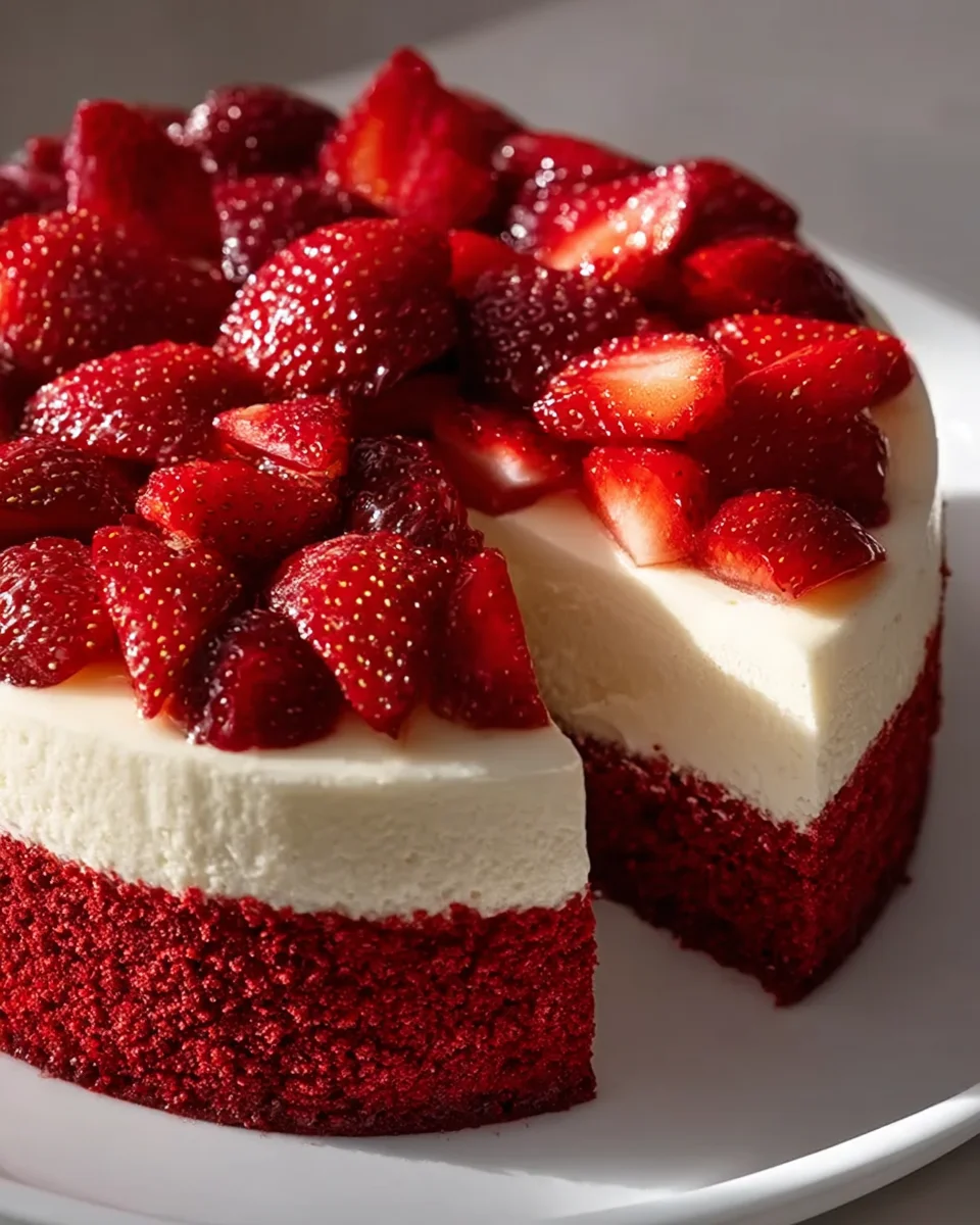 Red Velvet Strawberry Cheesecake: Easy & Irresistible