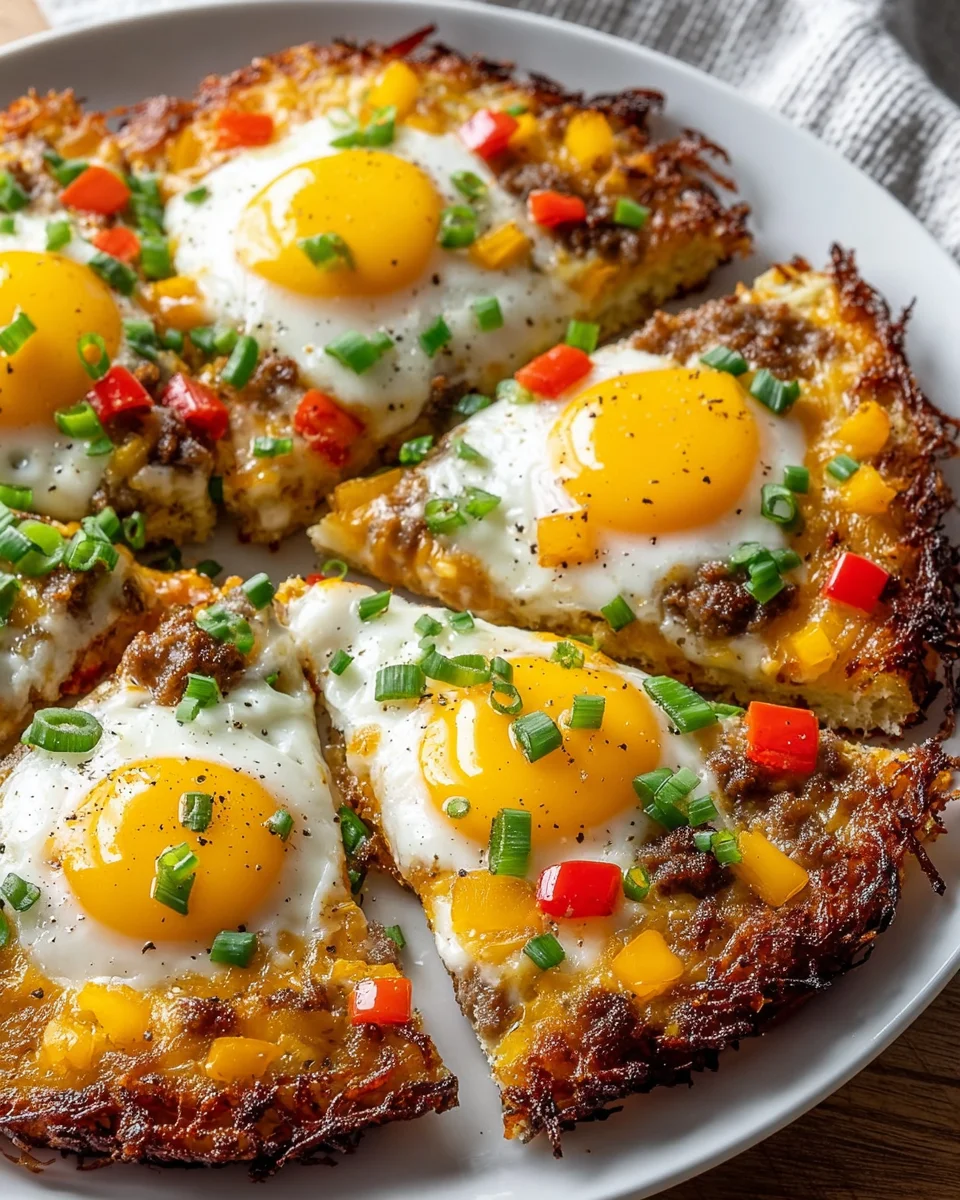 Breakfast Pizza: Crispy Hash Brown Base, Delicious Toppings