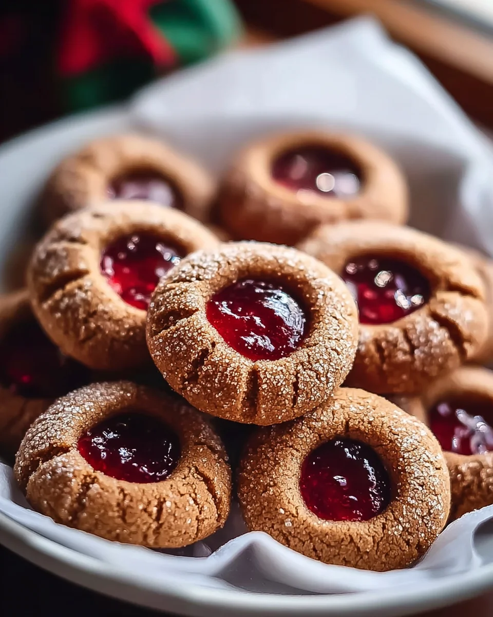 Ultimate Gin Gingerbread Thumbprint Cookies with Cranberry Jam