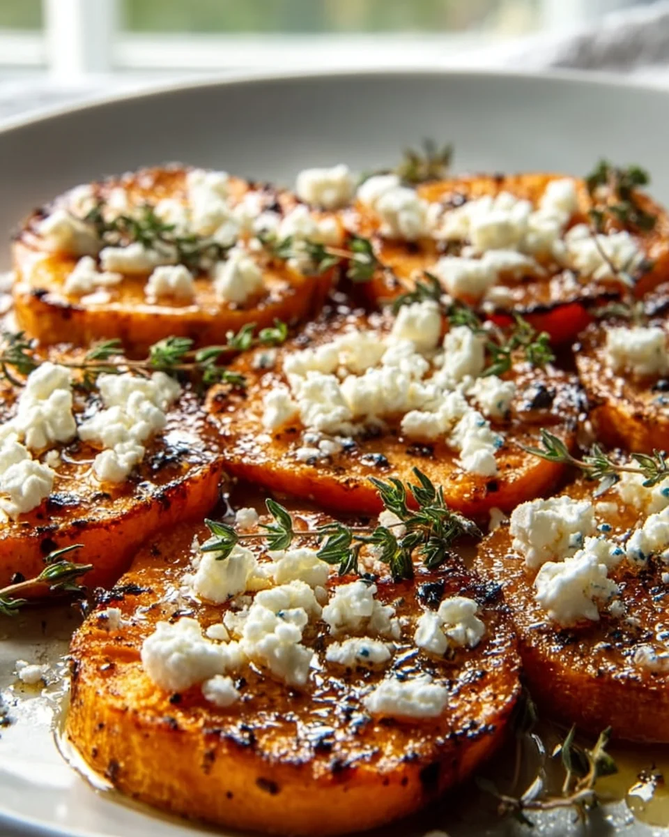 Delicious Roasted Sweet Potato Rounds with Honey Feta Recipe