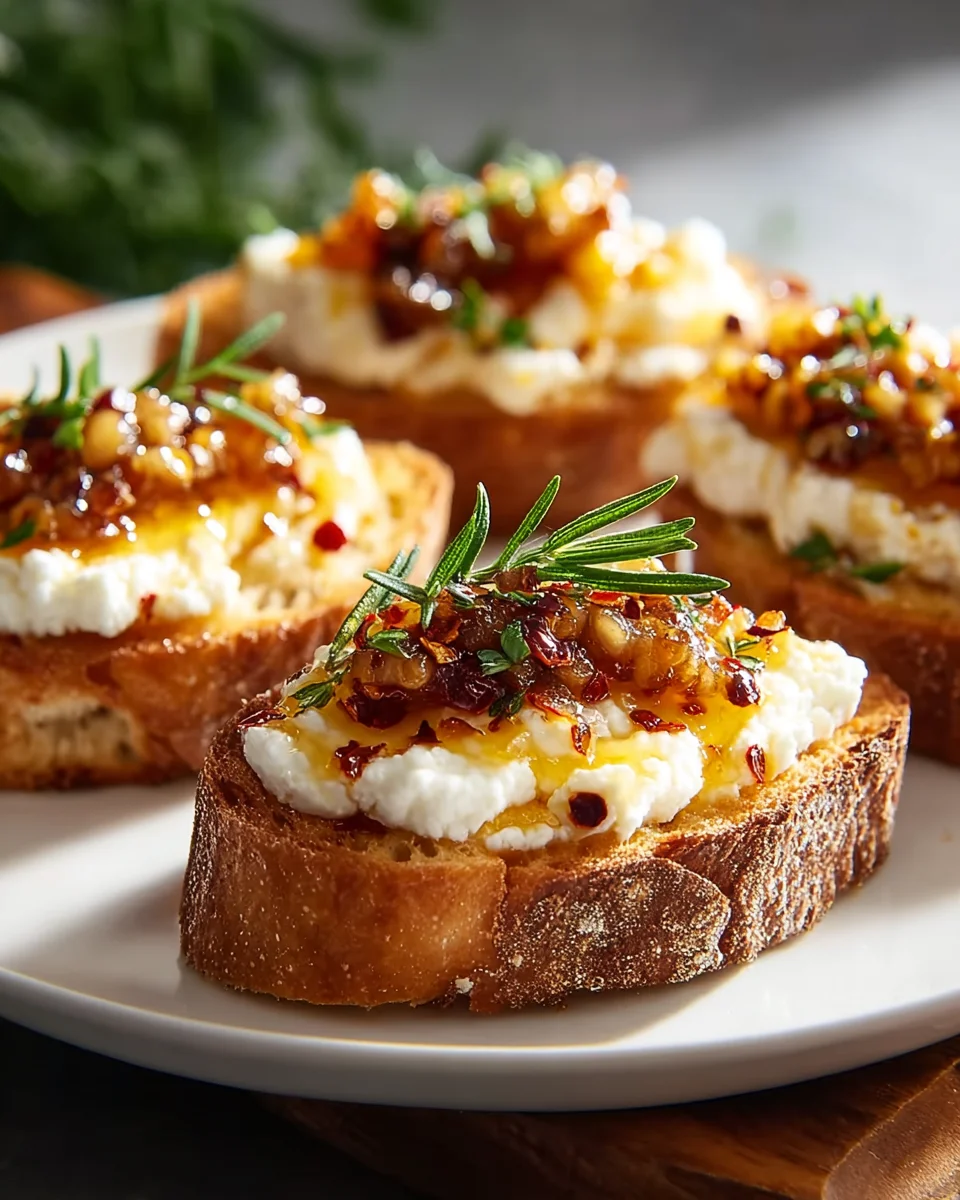 Whipped Feta Crostini with Hot Honey - A Savory Delight!