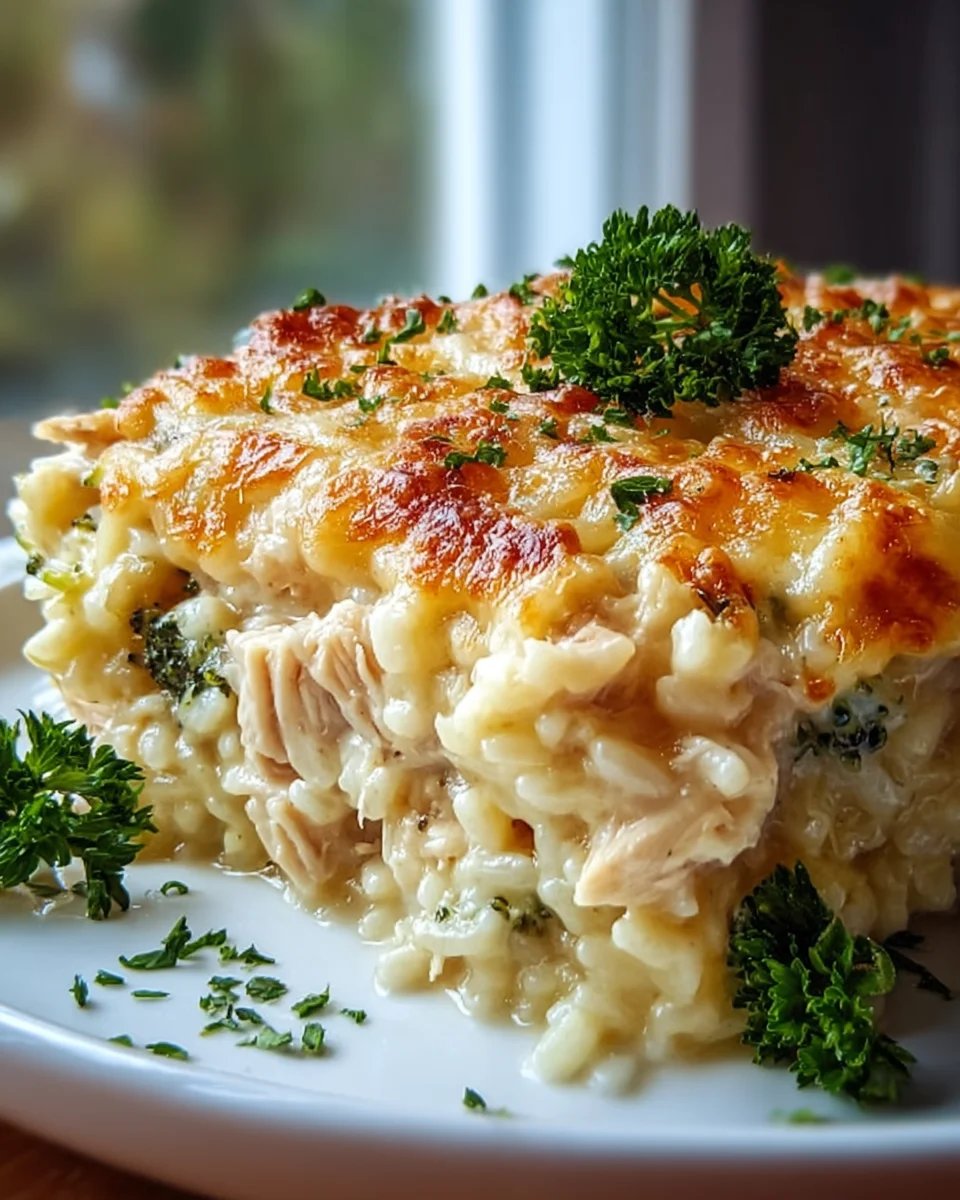 Ultimate Chicken Alfredo Rice Casserole - Easy Dump & Bake!