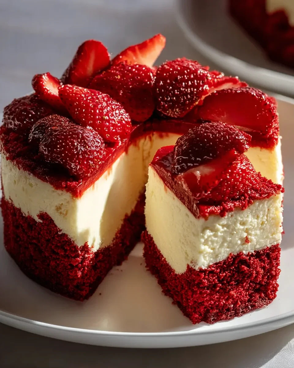 Red Velvet Strawberry Cheesecake: Easy & Irresistible
