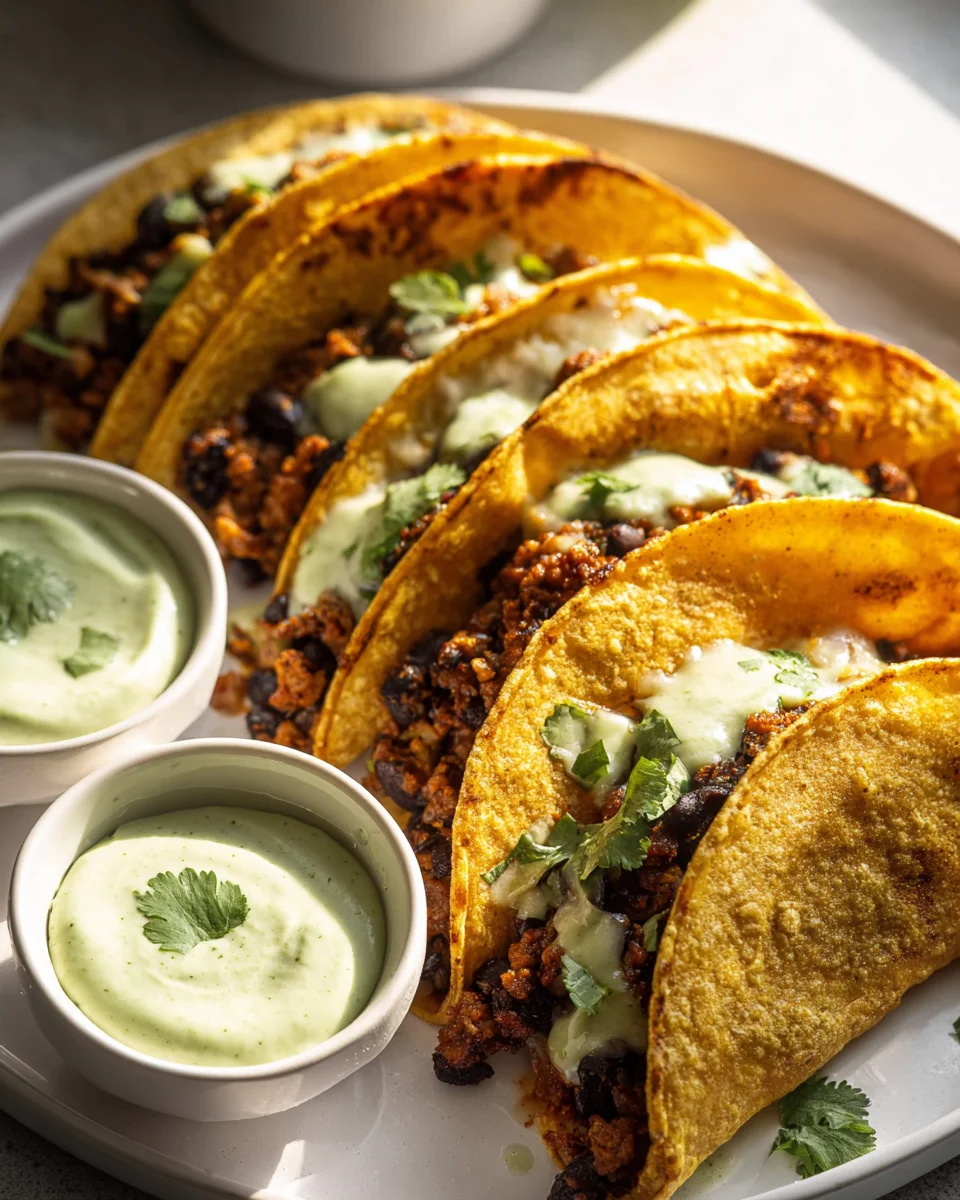 Crispy Baked Turkey Tacos with Creamy Avocado Sauce Recipe