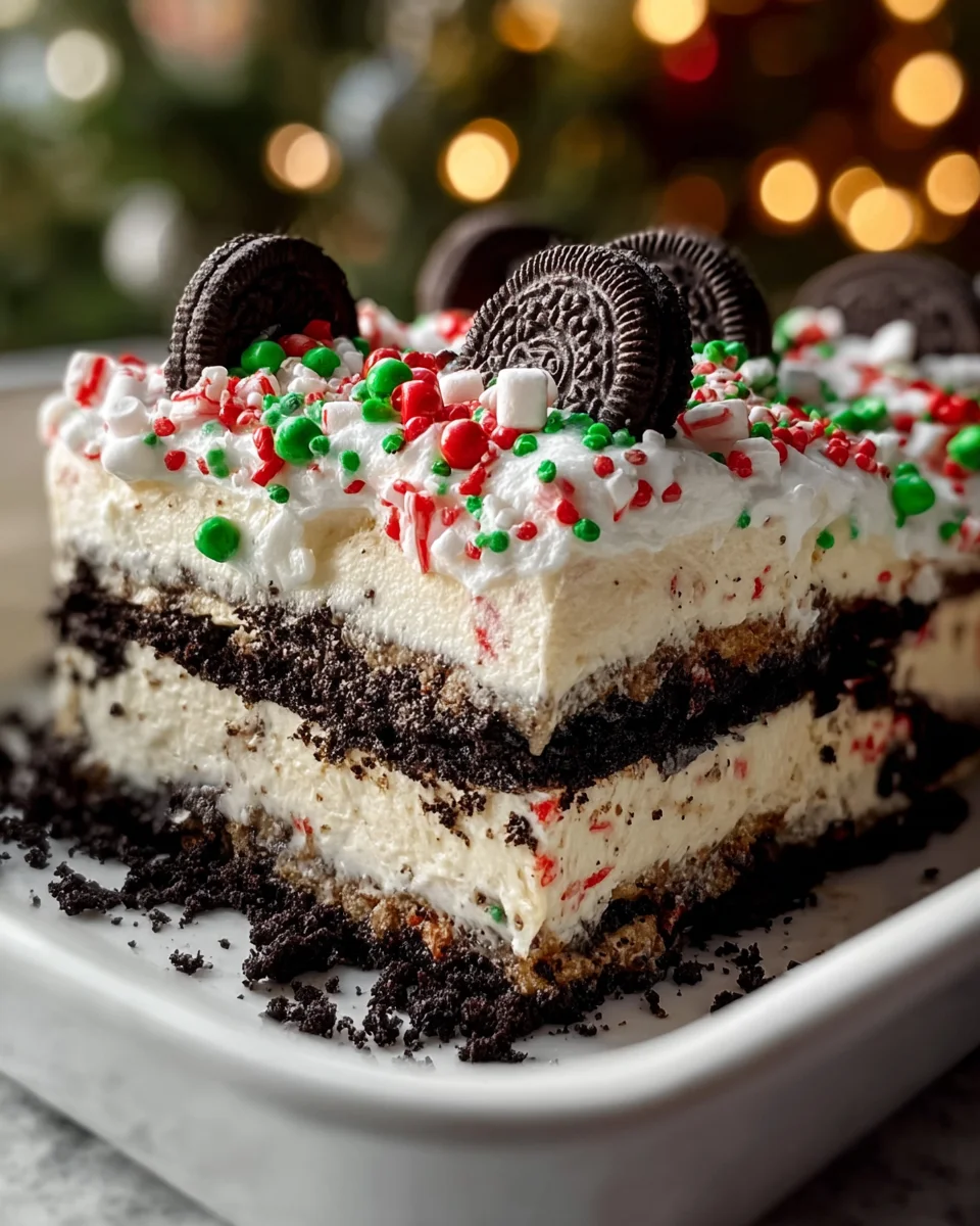 Easy No Bake Christmas Oreo Lasagna - Festive Dessert!