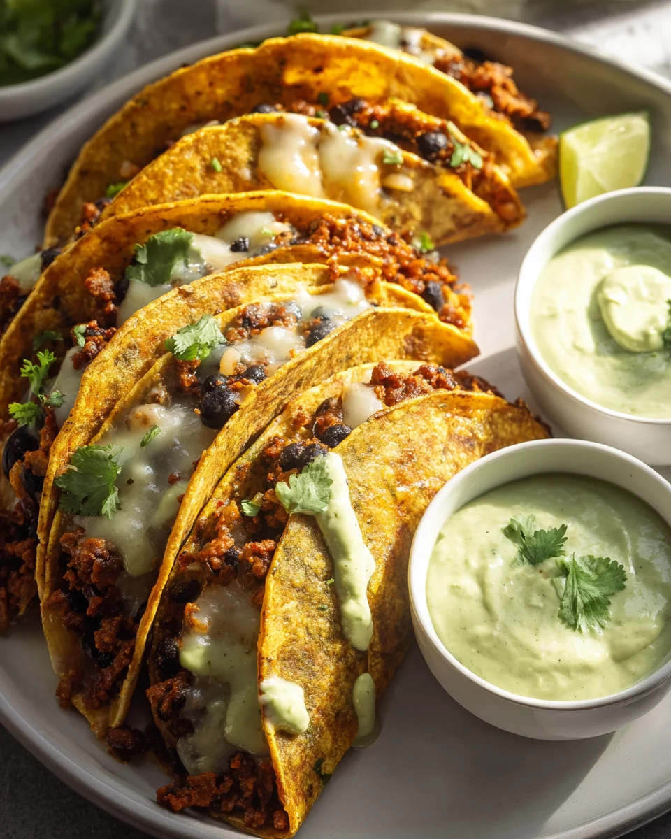 Crispy Baked Turkey Tacos with Creamy Avocado Sauce Recipe