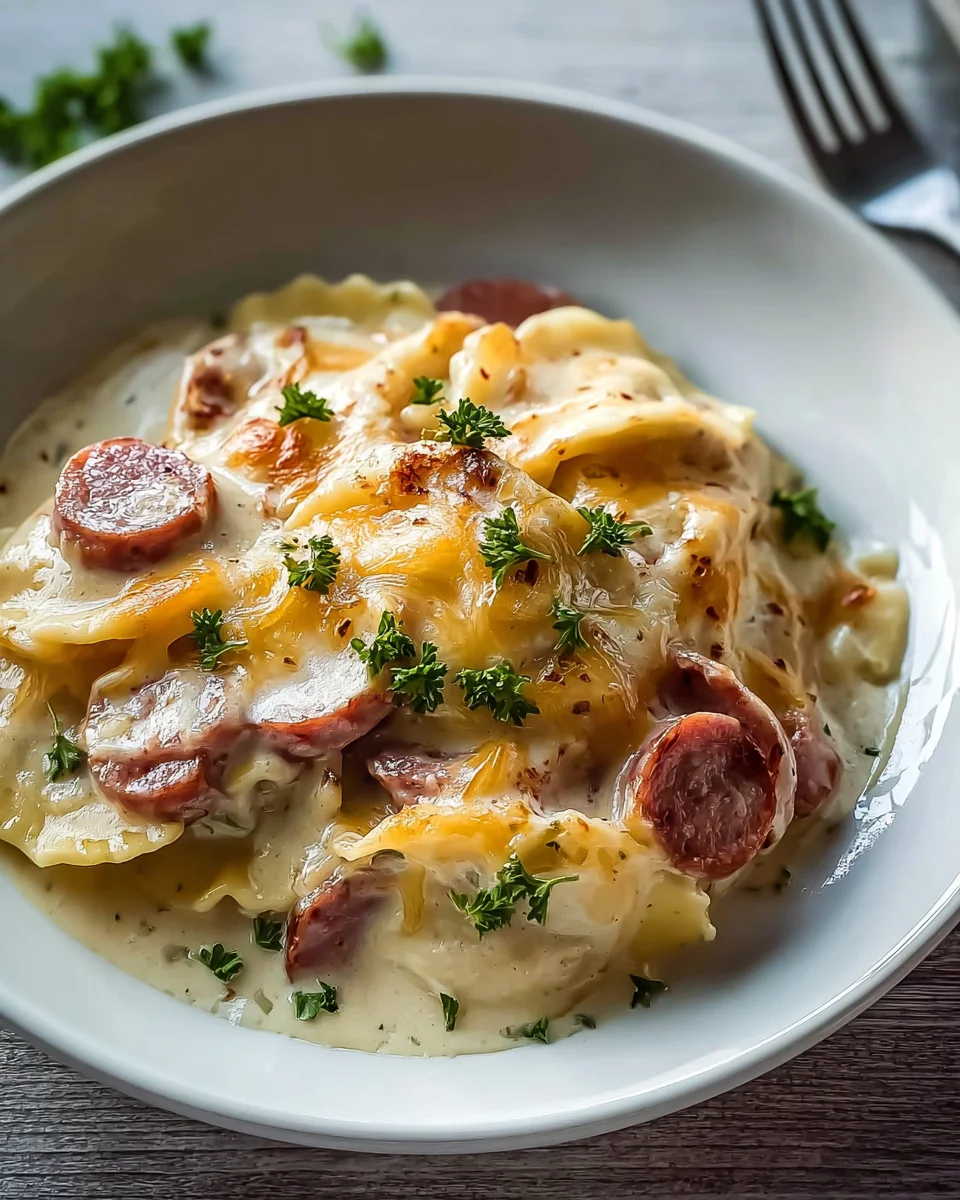 Classic Crockpot Pierogi Casserole with Kielbasa Delight