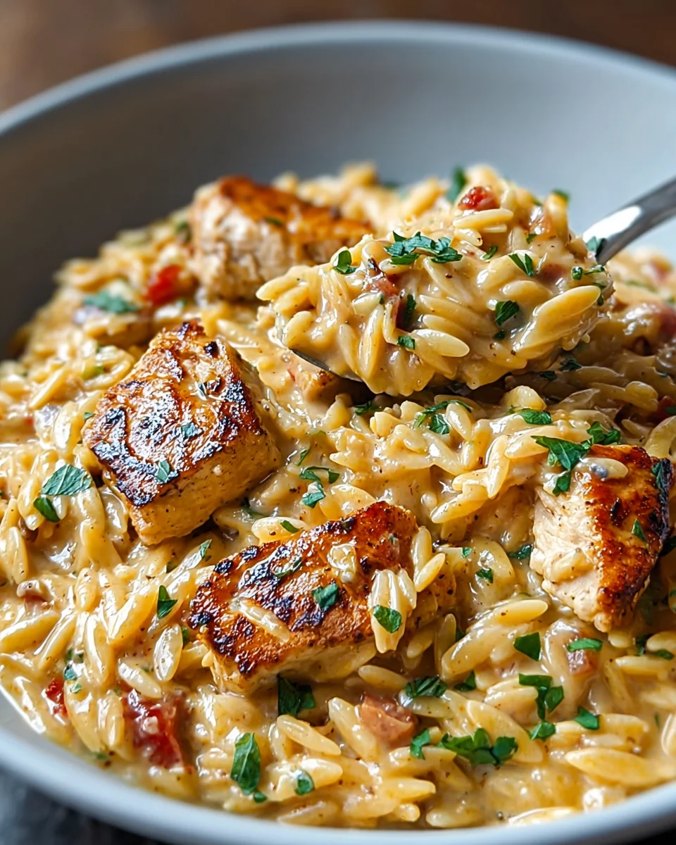 One Pot Cajun Chicken Alfredo Orzo - Easy & Flavorful Recipe