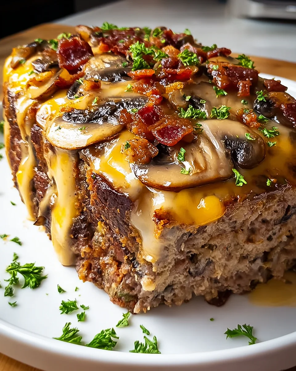 Delicious Swiss Beef Bacon Mushroom Meatloaf Recipe to Try!