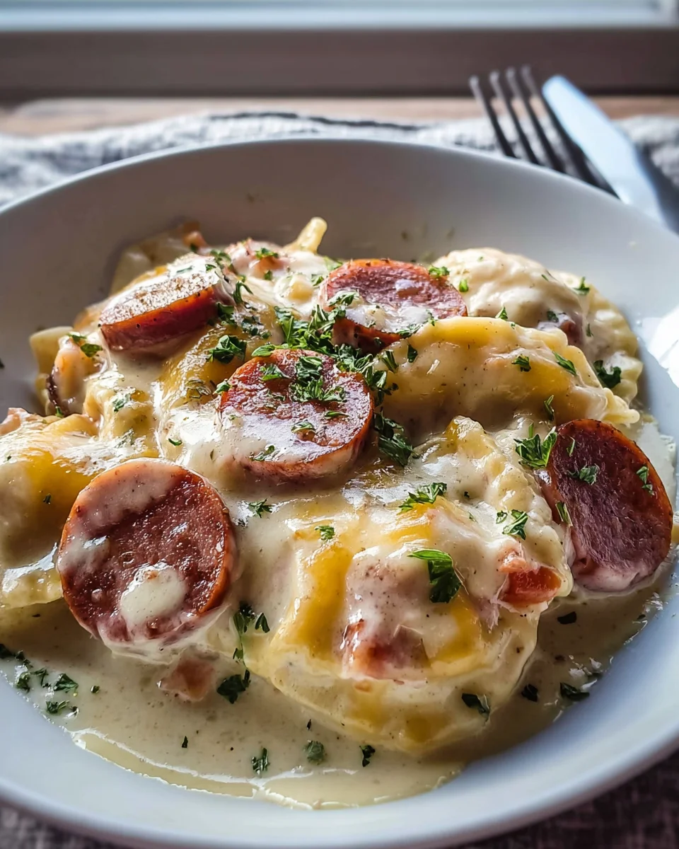 Classic Crockpot Pierogi Casserole with Kielbasa Delight