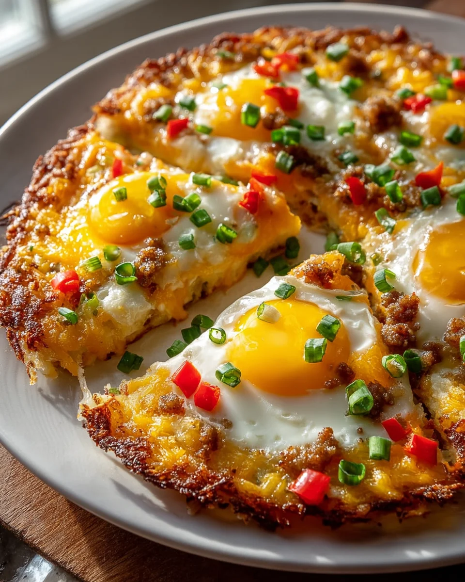 Breakfast Pizza: Crispy Hash Brown Base, Delicious Toppings