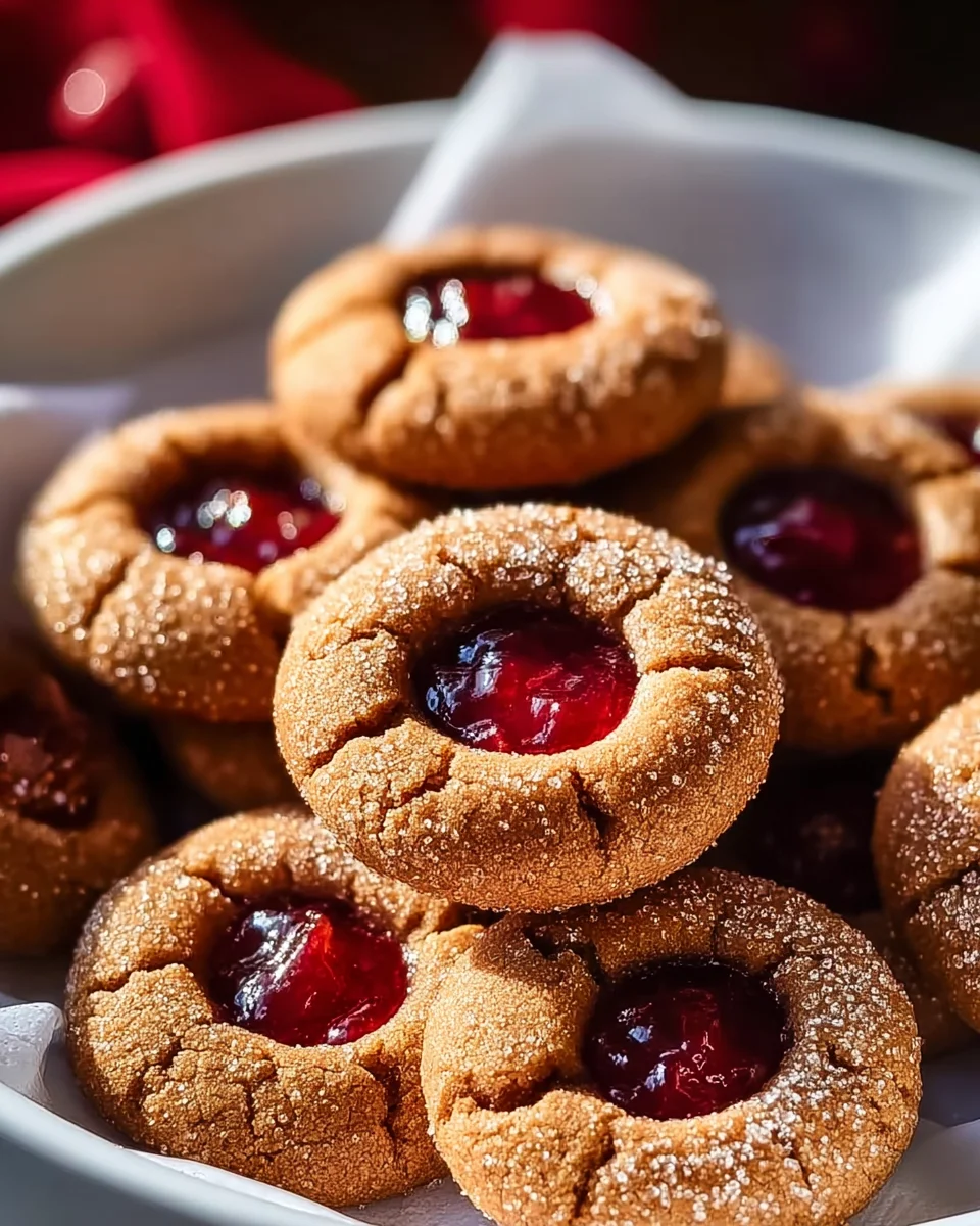 Ultimate Gin Gingerbread Thumbprint Cookies with Cranberry Jam