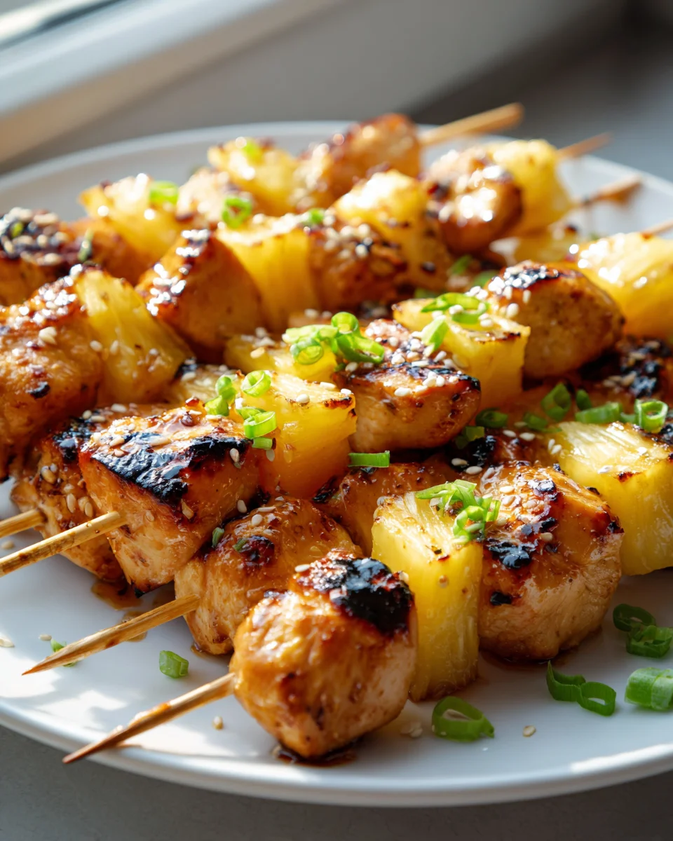 Delicious Honey Garlic Chicken & Pineapple Skewers Recipe