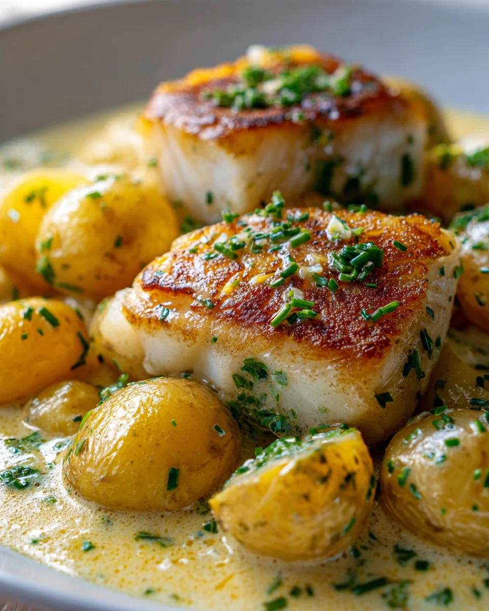 Delicious Cod Potatoes in Rosemary Cream Sauce Recipe