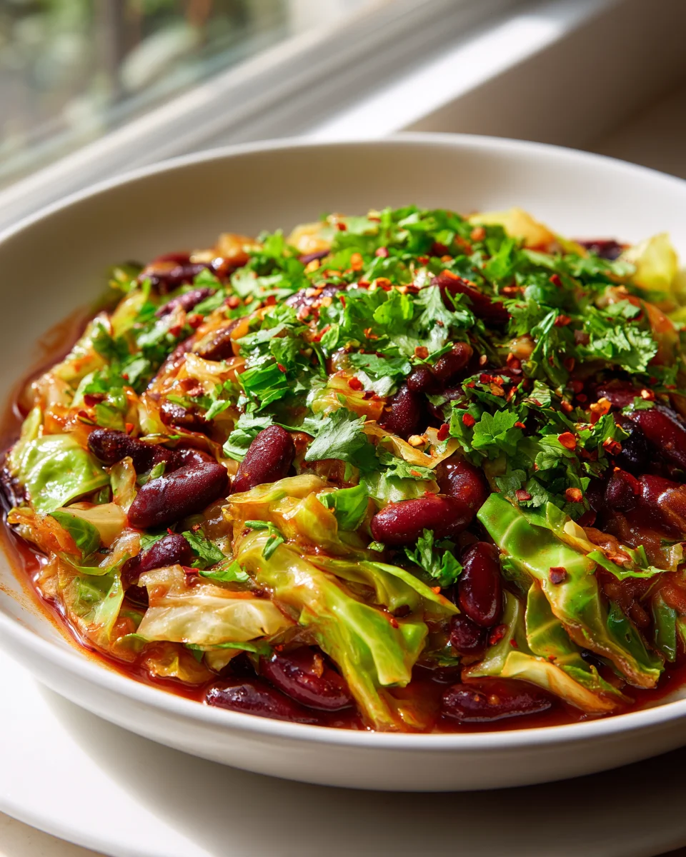 Easy One-Pan Cowboy Cabbage, Beef & Bean Chili Skillet