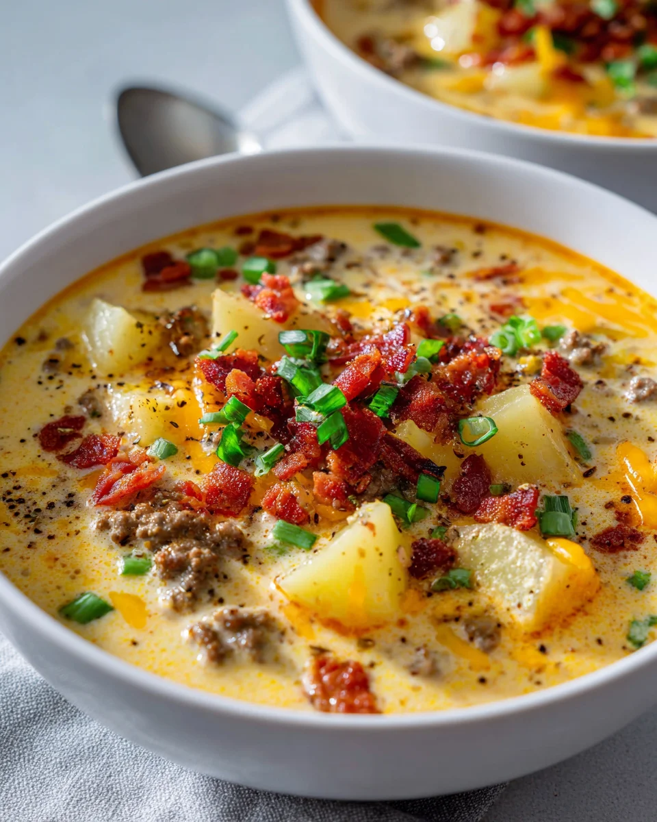 Cheeseburger Soup: Comforting, Creamy, & Easy Beef Recipe
